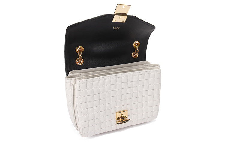 CELINE Leather Tofu Bag, Shoulder Bag, Crossbody Bag Women's Black White Color Scheme