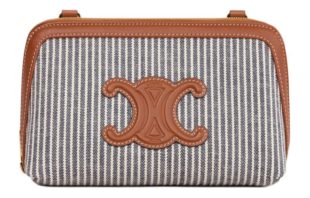 CELINE Fabric With Calfskin Handheld Shoulder Bag Crossbody Bag Women's Marine Blue