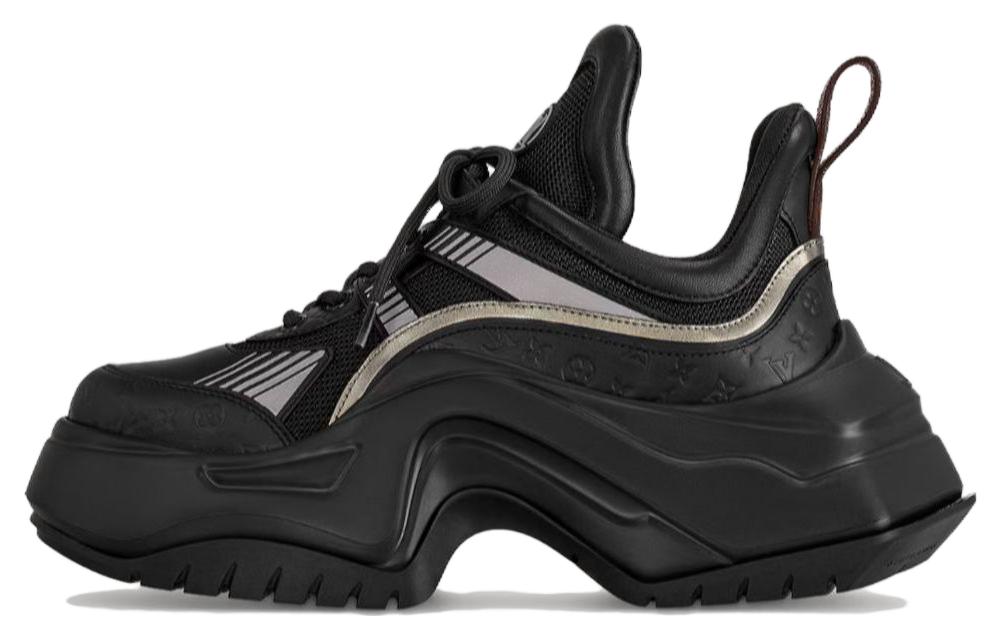 LOUIS VUITTON Slip Resistant Low Top Chunky Sneakers Women's Black