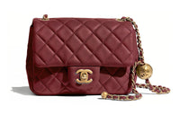 CHANEL Lambskin Square Fatty Shoulder Bag Crossbody Bag Women's Burgundy