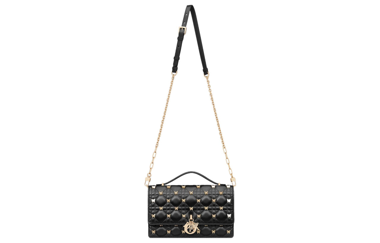 DIOR Sheepskin Shoulder Bag, Crossbody Bag, Handbag Women's Black