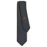 HERMES Silk Ties Men's Black/Charcoal Gray