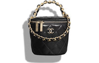 CHANEL Calfskin Prosperity Bucket Bag Handbag Small Size Women's Black/Pink/Purple