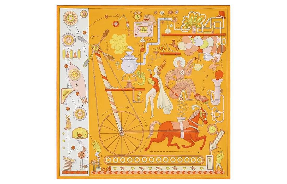 HERMES Silk Scarves Women's Yellow