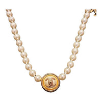 CHANEL Metal Resin Artificial Pearls Necklaces Unisex White