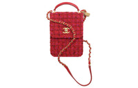 CHANEL Wool Twill Velvet Mouth Cover Bag Crossbody Bag Mini Women's Red