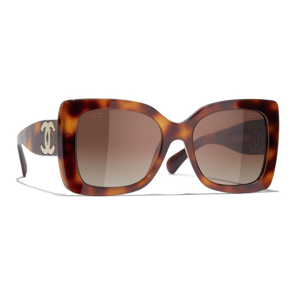 CHANEL Acetate Square Sunglasses Unisex Tortoiseshell