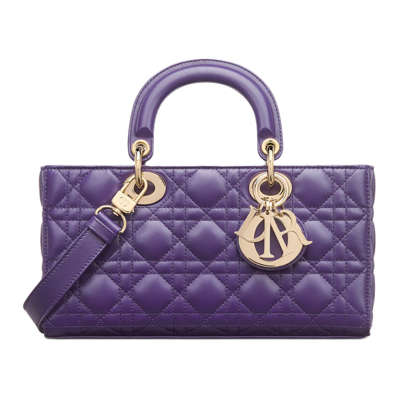 DIOR Lady D Joy Lambskin Lady Dior Bag, Shoulder Bag, Crossbody Bag, Handbag Medium Size Women's Dark Purple