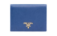 PRADA Saffiano Leather Wallet Trumpets Women's Blue