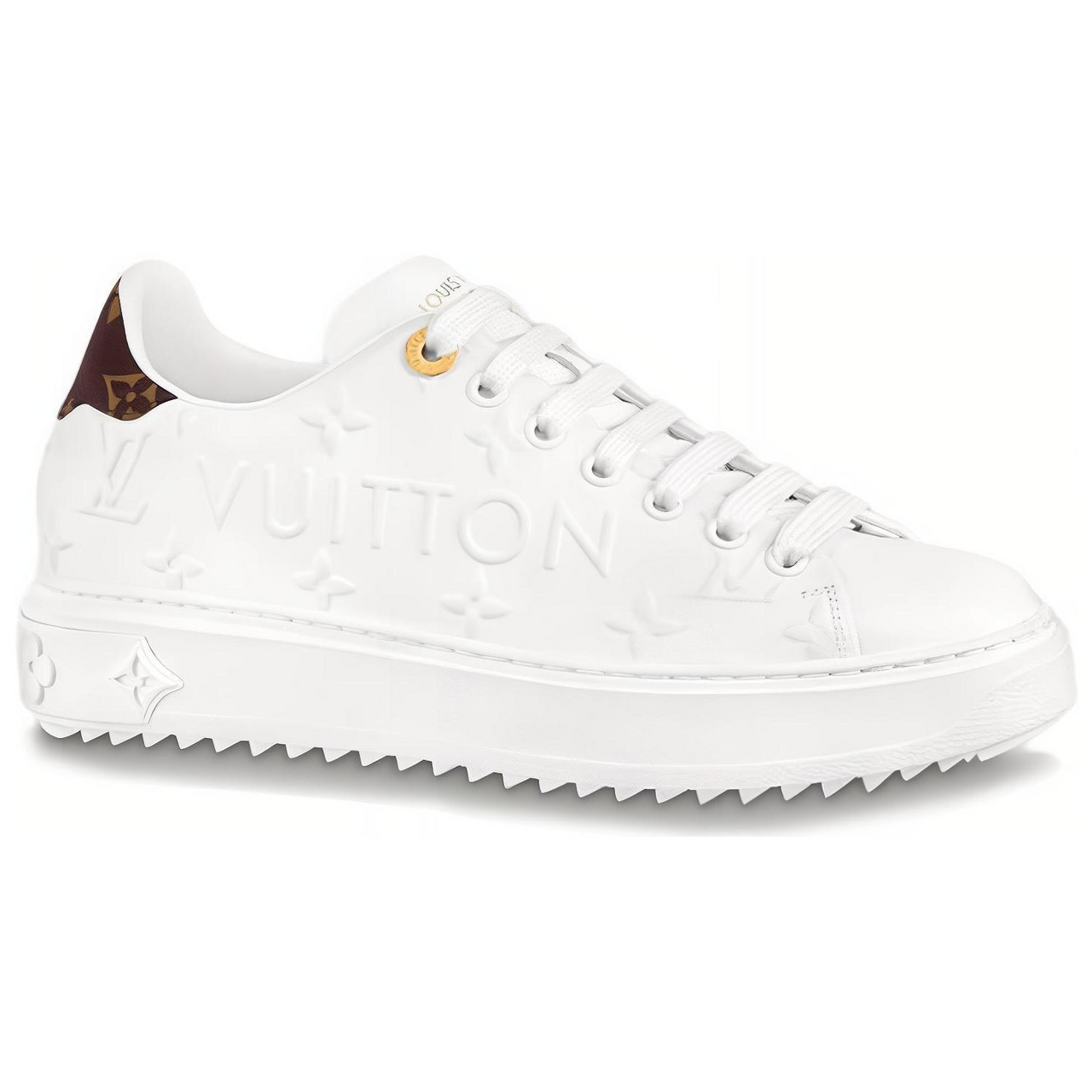 LOUIS VUITTON Time Out Debossed LV Monogram Leather White White Women's