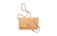 CHANEL Embossed Calfskin With Grains Shoulder Bag Crossbody Bag Wallet Regular Women's Orange