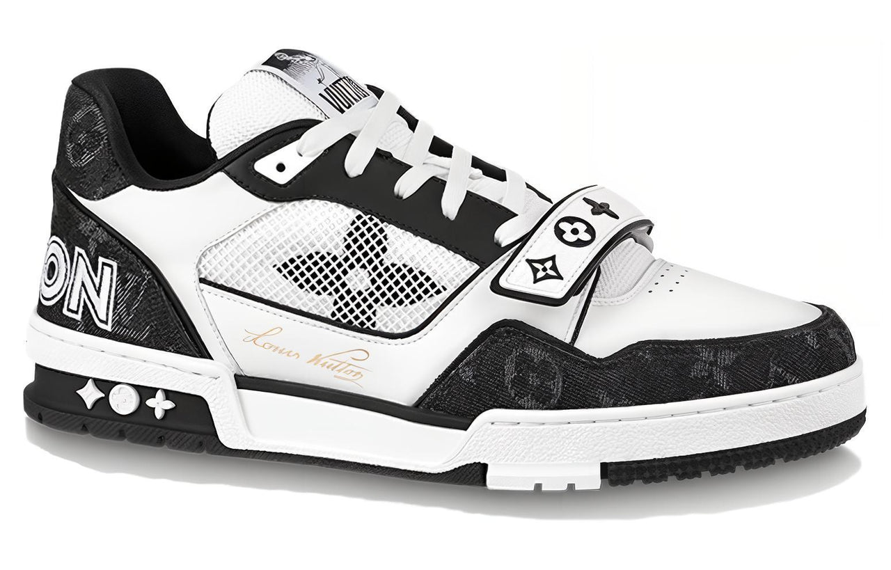 LOUIS VUITTON Trainer Mid-Top Skateboard Shoes Women's Black White