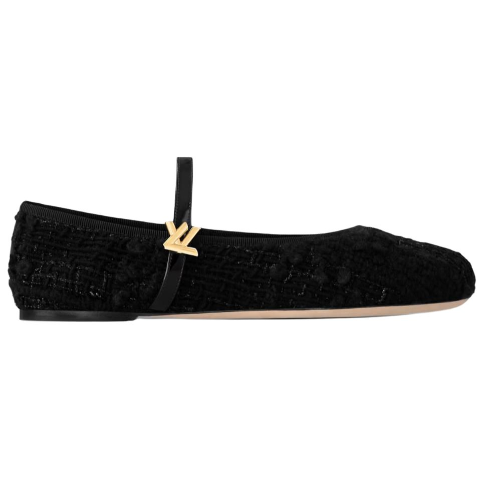 LOUIS VUITTON Twist 2025 Spring Women's Apparel Collection Flat Mary Jane Shoes Women's Black