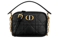 DIOR Caro Cow Leather Camera Bag Portable Crossbody Bag Shoulder Bag Small Size Women's Black