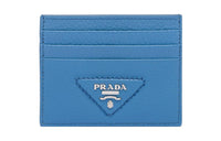 PRADA Leather Card Holder Women's Blue
