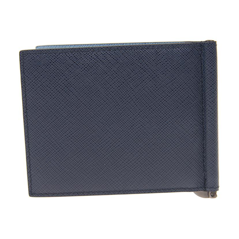 PRADA Calfskin Card Holder Regular Men's Blue