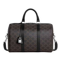CELINE Triomphe Canvas With Calfskin Shoulder Bag, Crossbody Bag, Handbag Large Size Men's Black