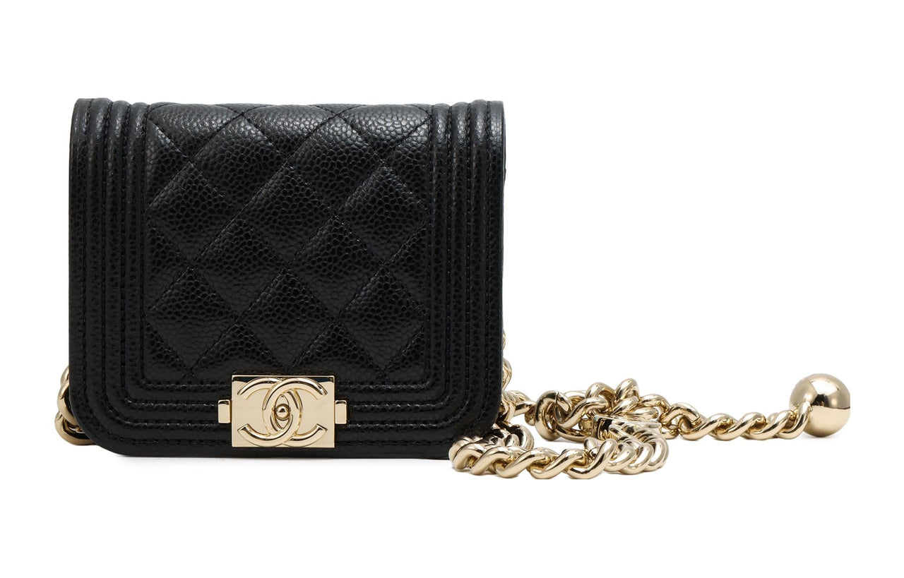 CHANEL LEBOY Grained Calfskin Shoulder Bag, Crossbody Bag, Fanny Pack Women's Black