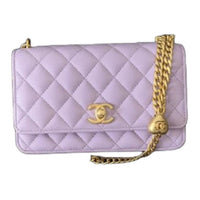 CHANEL Grained Calfskin Crossbody Bag Shoulder Bag Women's Purple