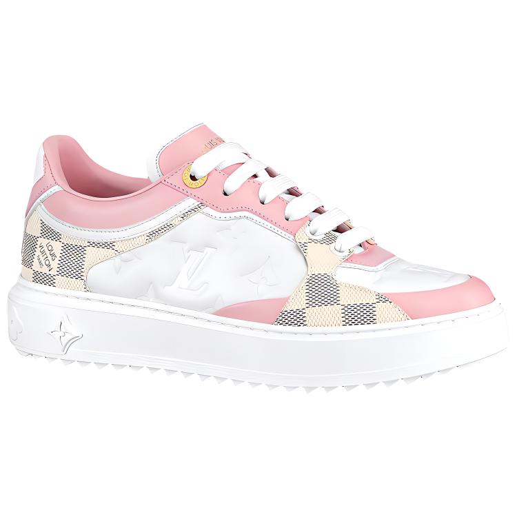 LOUIS VUITTON Time Out Sneakers 'White With Plaid And Logo Monogram' Women's