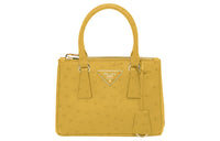 PRADA Galleria Killer Bag Ostrich Leather Shoulder Bag Crossbody Bag Handbag Mini Women's Yellow