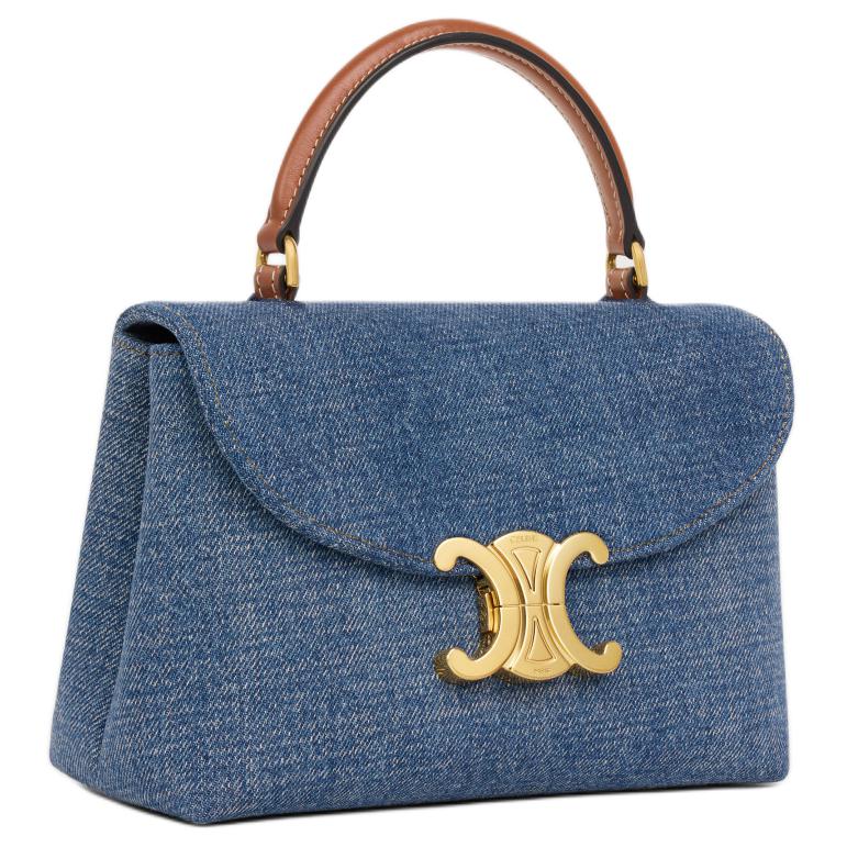 CELINE Denim One Shoulder Handbag Women's Blue