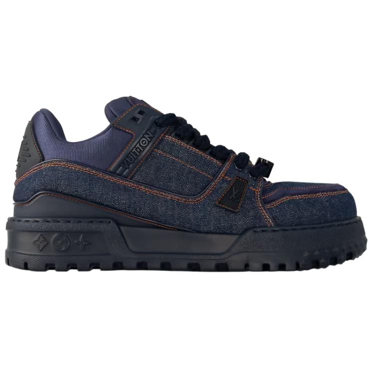 LOUIS VUITTON Trainer Maxi Low-Top Skateboard Shoes Unisex Denim Blue