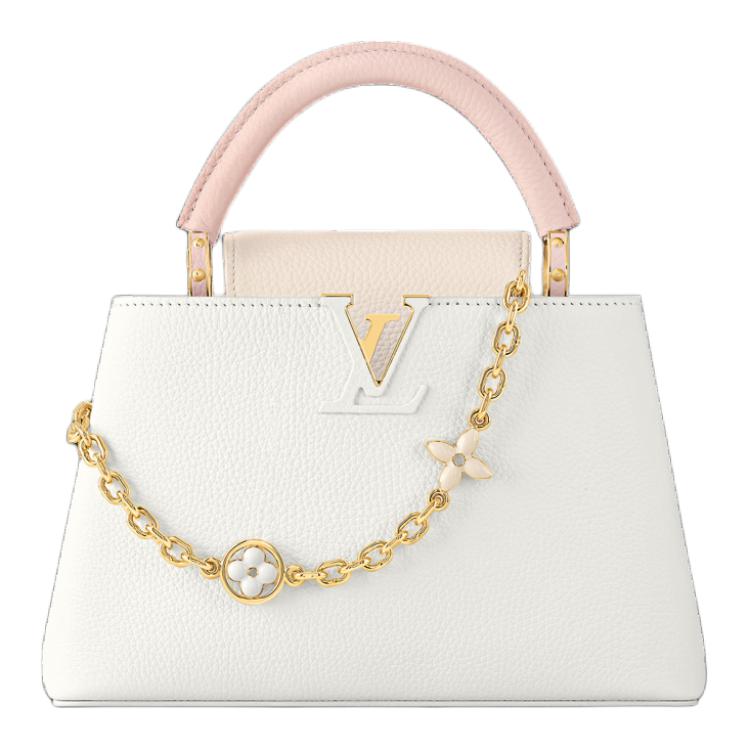 LOUIS VUITTON Capucines Taurillon Cow Leather Shoulder Bag, Crossbody Bag, Handbag Regular Women's White & Pink