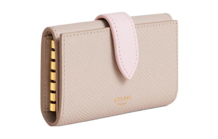 CELINE Grained Calfskin Key Pouch Women's Nude/Pink