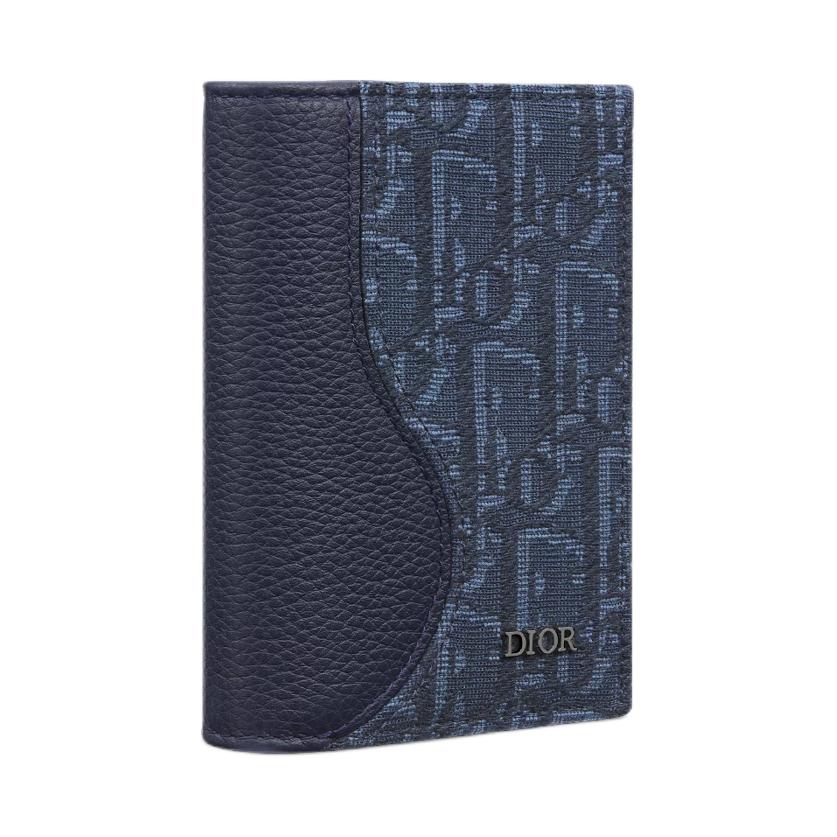 DIOR Cow Leather Card Holder Women's Marine Blue
