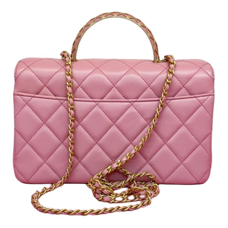 CHANEL Lambskin Portable Crossbody Bag Shoulder Bag Women's Pink
