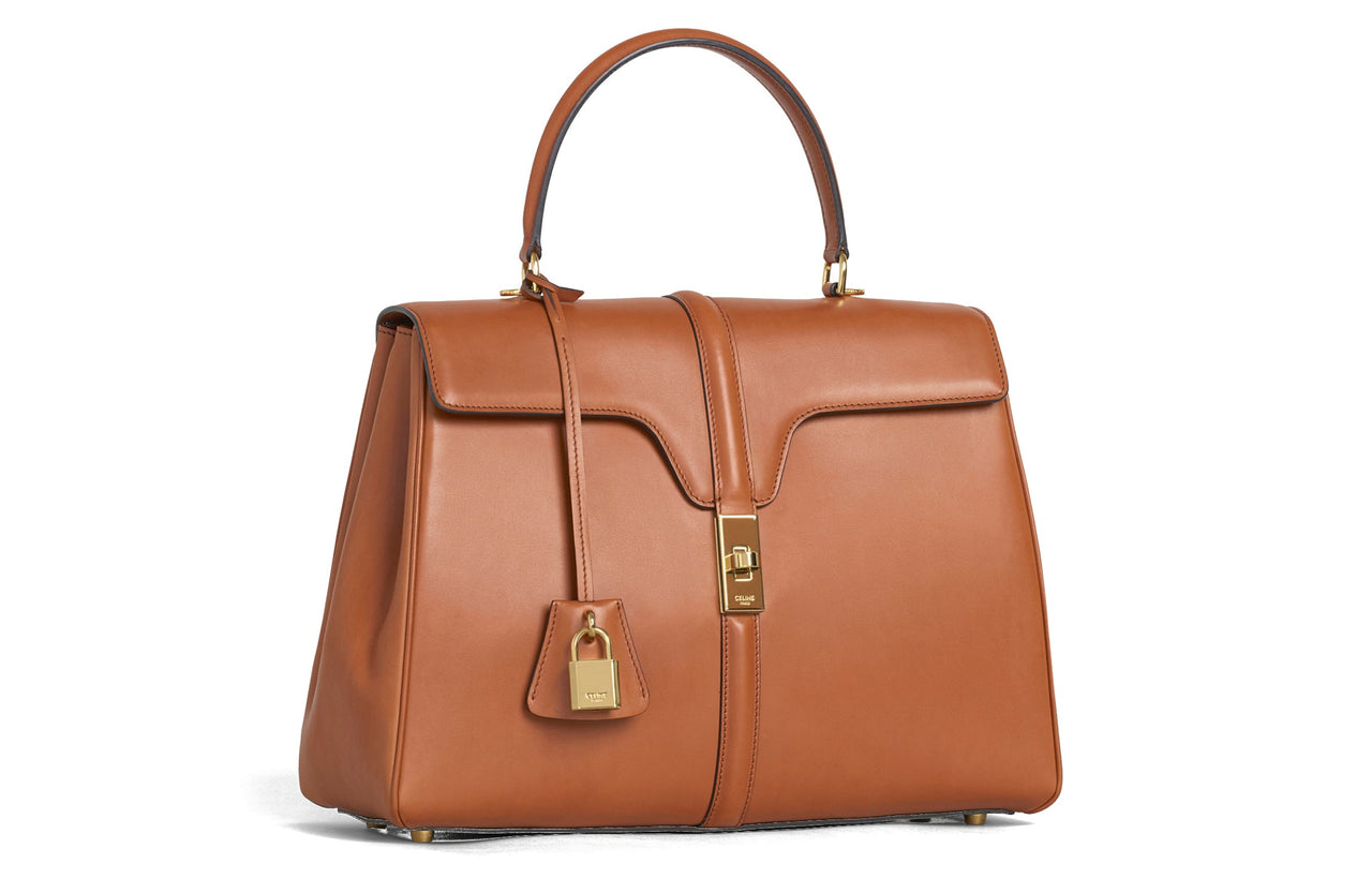 CELINE 16 Cow Leather Handbag, Crossbody Bag, Shoulder Bag Medium Size Women's Tawny