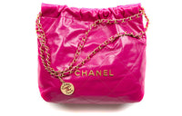 CHANEL 22Bag Cow Leather Crossbody Tote Handbag Women's Dark Pink