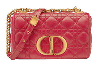 DIOR Caro Soft Cow Leather Handbag Shoulder Bag Crossbody Bag Small Size Women's Overripe Red