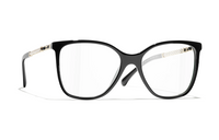 CHANEL Plate Frame Irregular Shape Eyeglass Frames Unisex Black/Gold