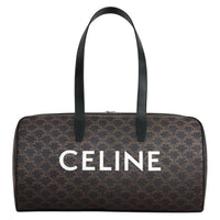 CELINE TRIOMPHE Canvas With Calfskin Trim Canvas Bag Travel Bag Men's Black & Brown