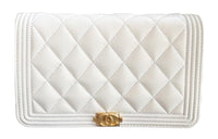 CHANEL LEBOY Grained Embossed Cow Leather Mahjong Bag Shoulder Bag Crossbody Bag Regular Women's White