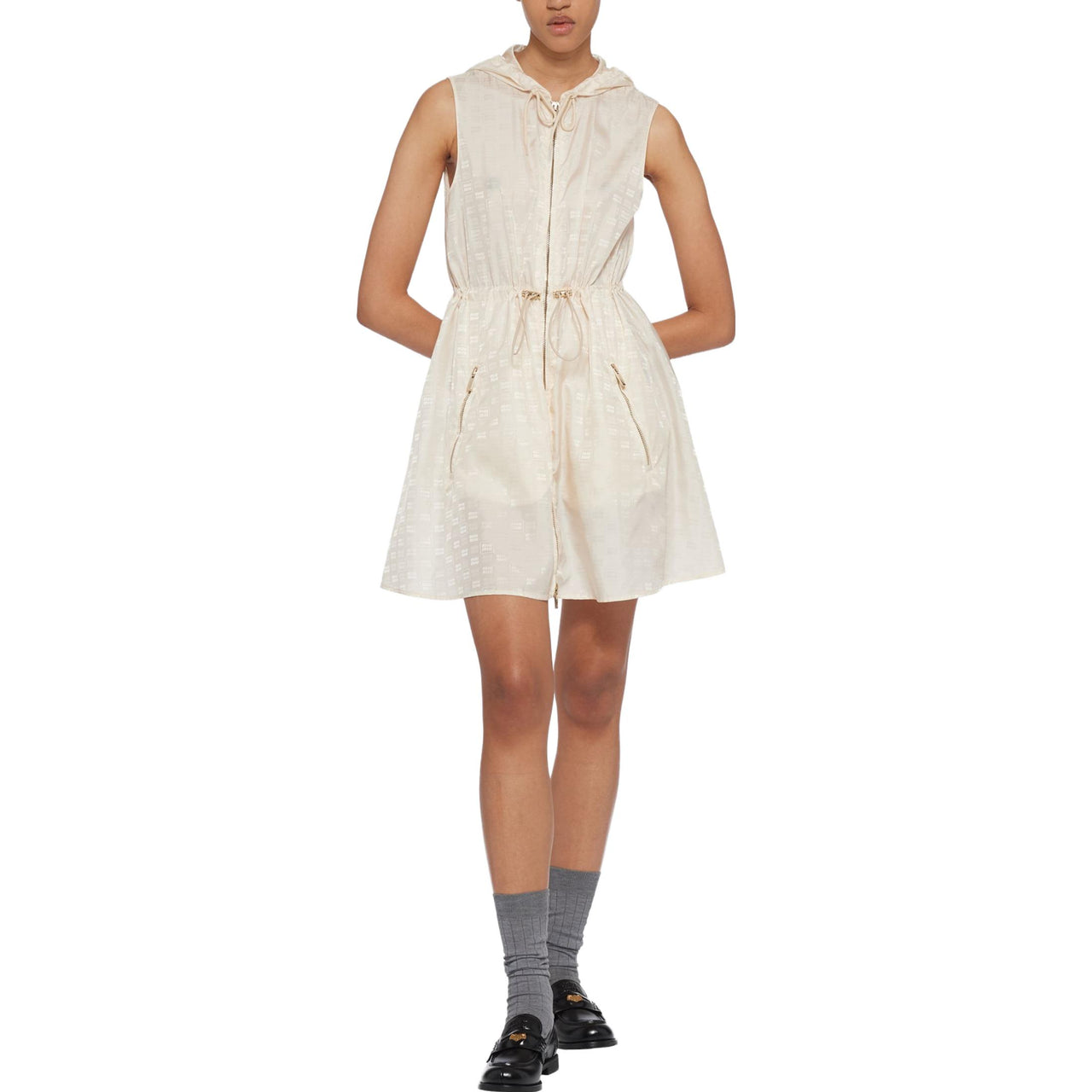 MIU MIU SS23 Sleeveless Dress Women's Ivory