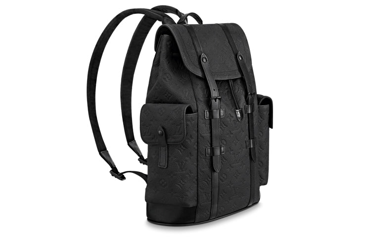 LOUIS VUITTON CHRISTOPHER Cow Leather Backpack Medium Size Men's Black