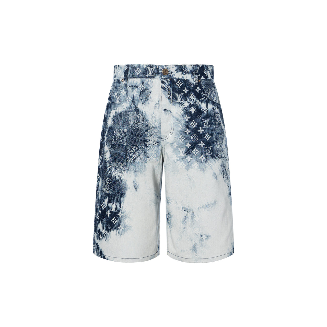 LOUIS VUITTON Monogram Bandana Baggy Fit Denim Shorts
