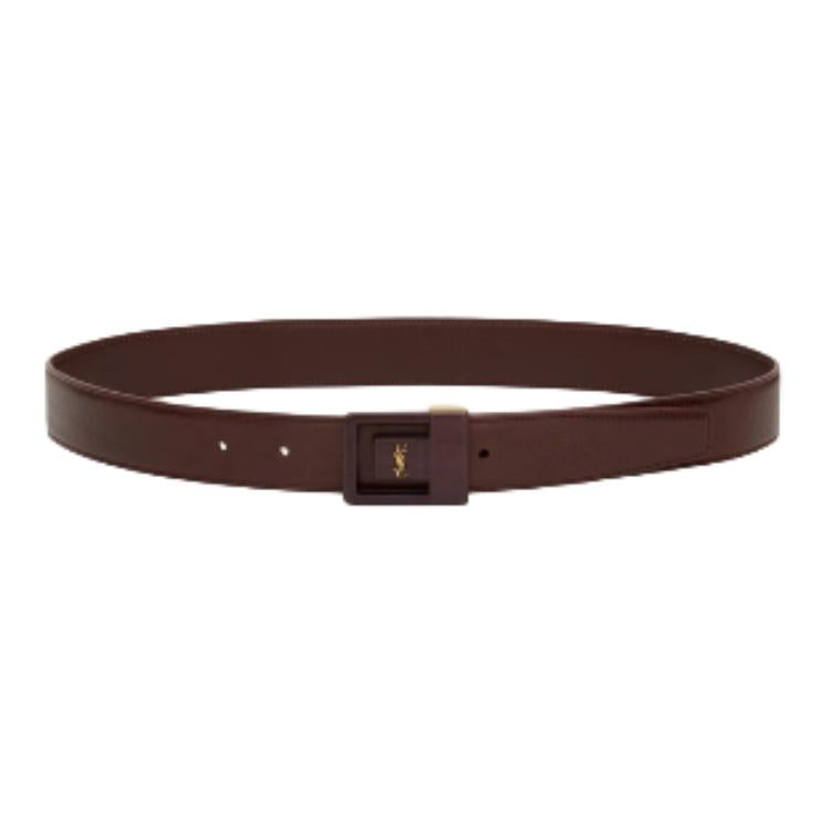 SAINT LAURENT Cow Leather Belts Women's Red Width 3CM