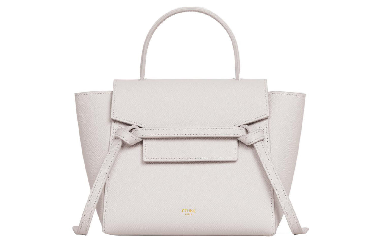 CELINE Grained Calfskin Catfish Bag Fanny Pack Handbag Shoulder Bag Crossbody Bag Women's White
