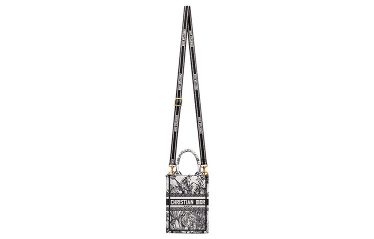 DIOR Embroidery Tote Bag Shopping Bag Cell Phone Pouch Shoulder Bag Crossbody Bag Handbag Mini Women's White/Black