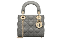 DIOR Lady Dior Wicker Pattern Sheepskin Dior Bag Shoulder Bag Crossbody Bag Handbag Mini Women's Rock Gray