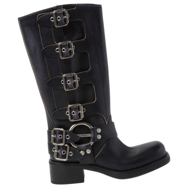 MIU MIU Buckle-detail Leather Boots