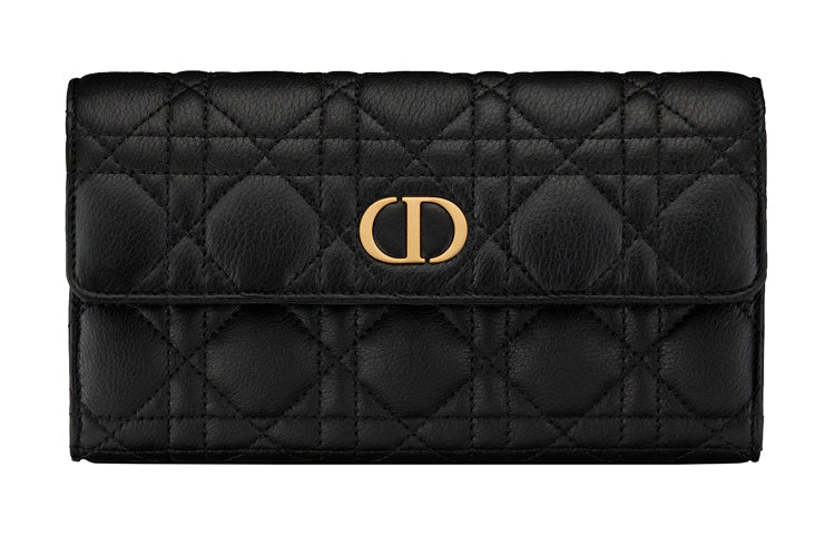 DIOR Calfskin Wallet Women's Black