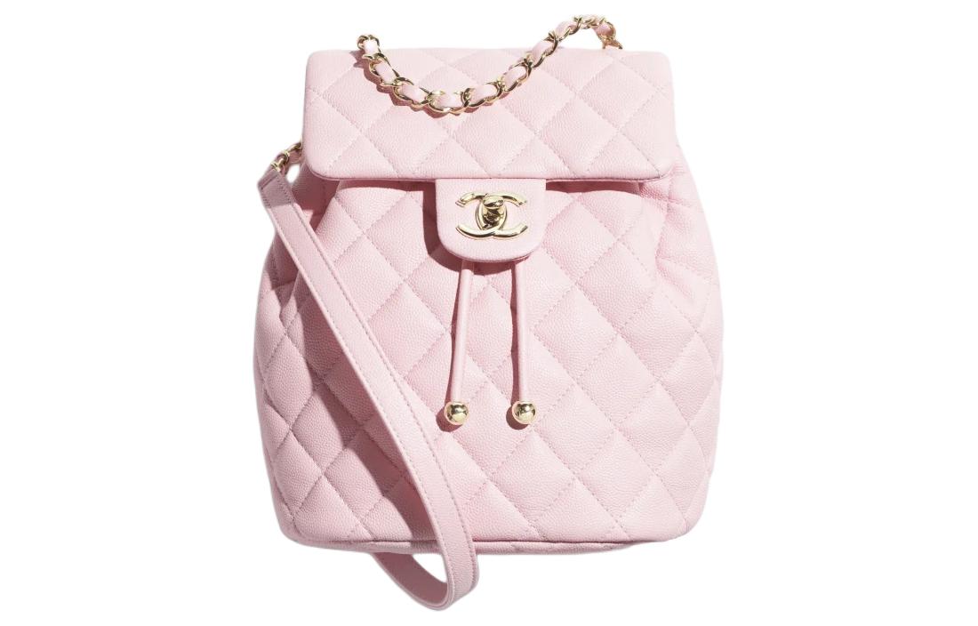 CHANEL Bright Grain Calfskin Backpack Women's Pink