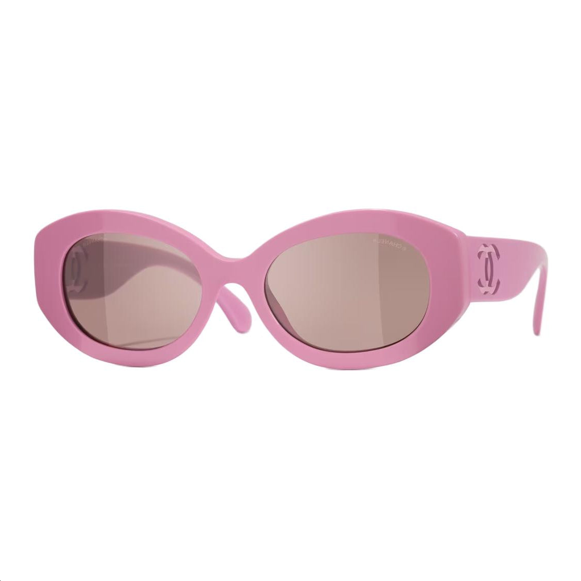 CHANEL Acetate Nylon Oval Sunglasses Women's Pink