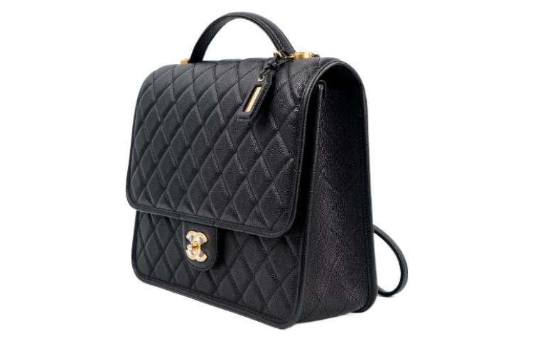 CHANEL 22K Autumn And Winter Cow Leather Backpack Women's Black