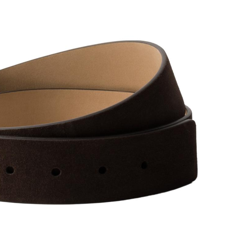 PRADA Calfskin Leather Belts Men's Dark Brown Width 3.5CM